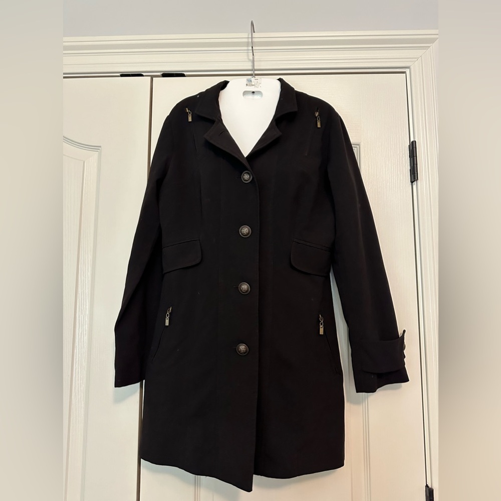 Lapis ladies black Moto short trench coat Size medium. - Picture 10 of 12